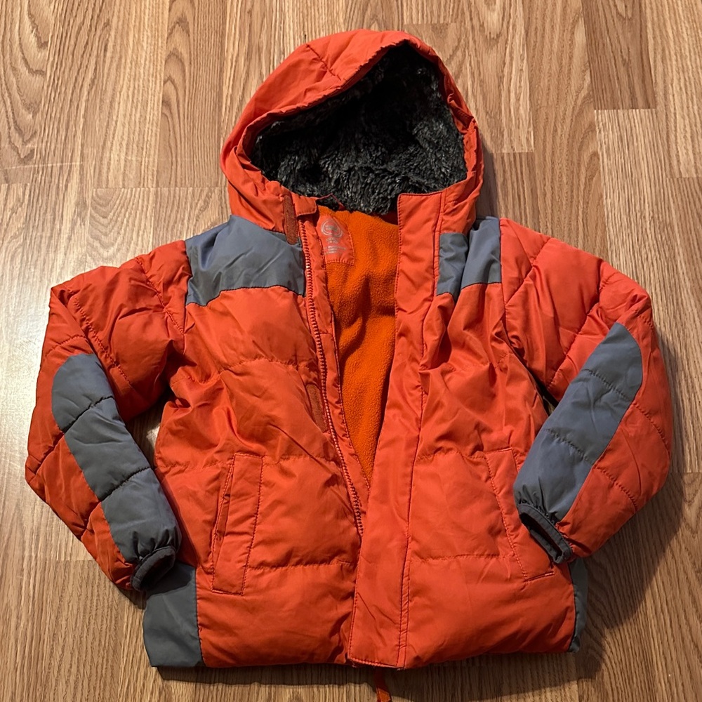 Kids Orange and Gray Hooded Jacket